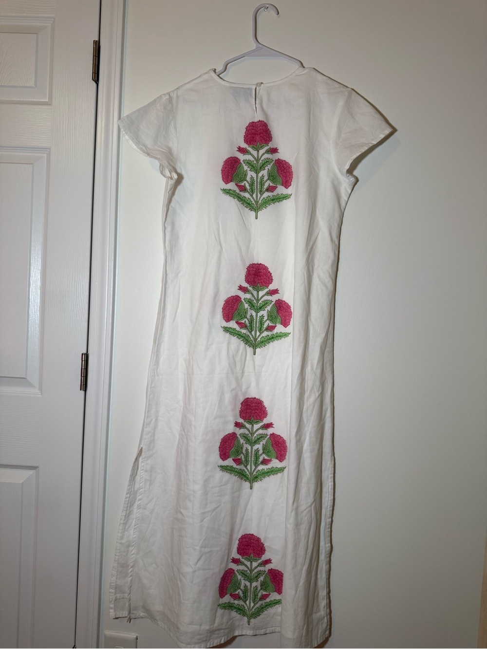 Madison Mathews Anne Maxi Dress White Milos Block Print Size Medium - Picture 10 of 10